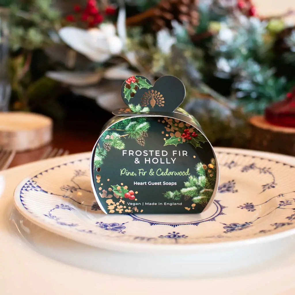 English Soap Co. Frosted Fir & Holly Heart Guest Soap