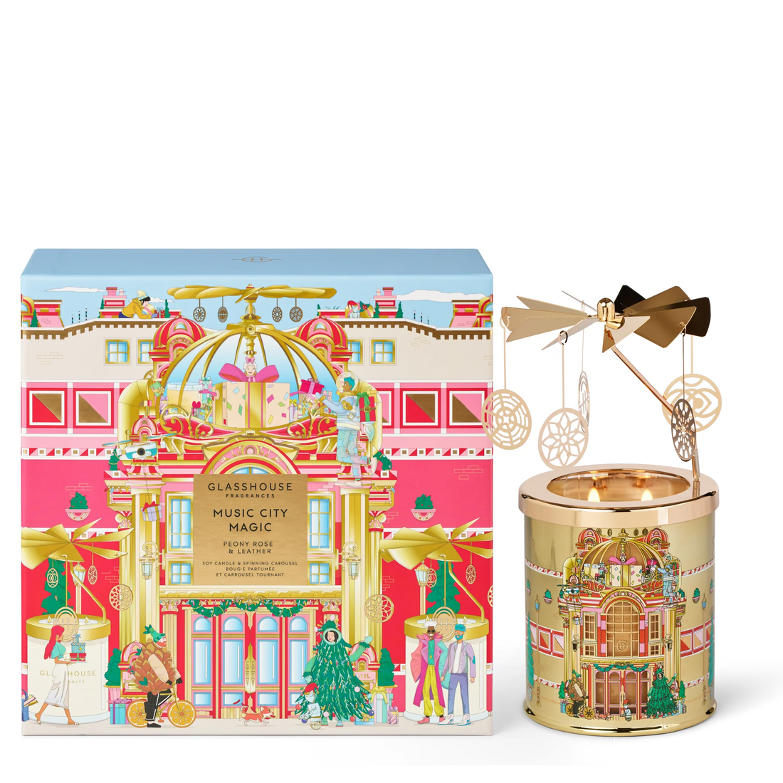 Glasshouse Candle With Spinning Carousel Gift Set