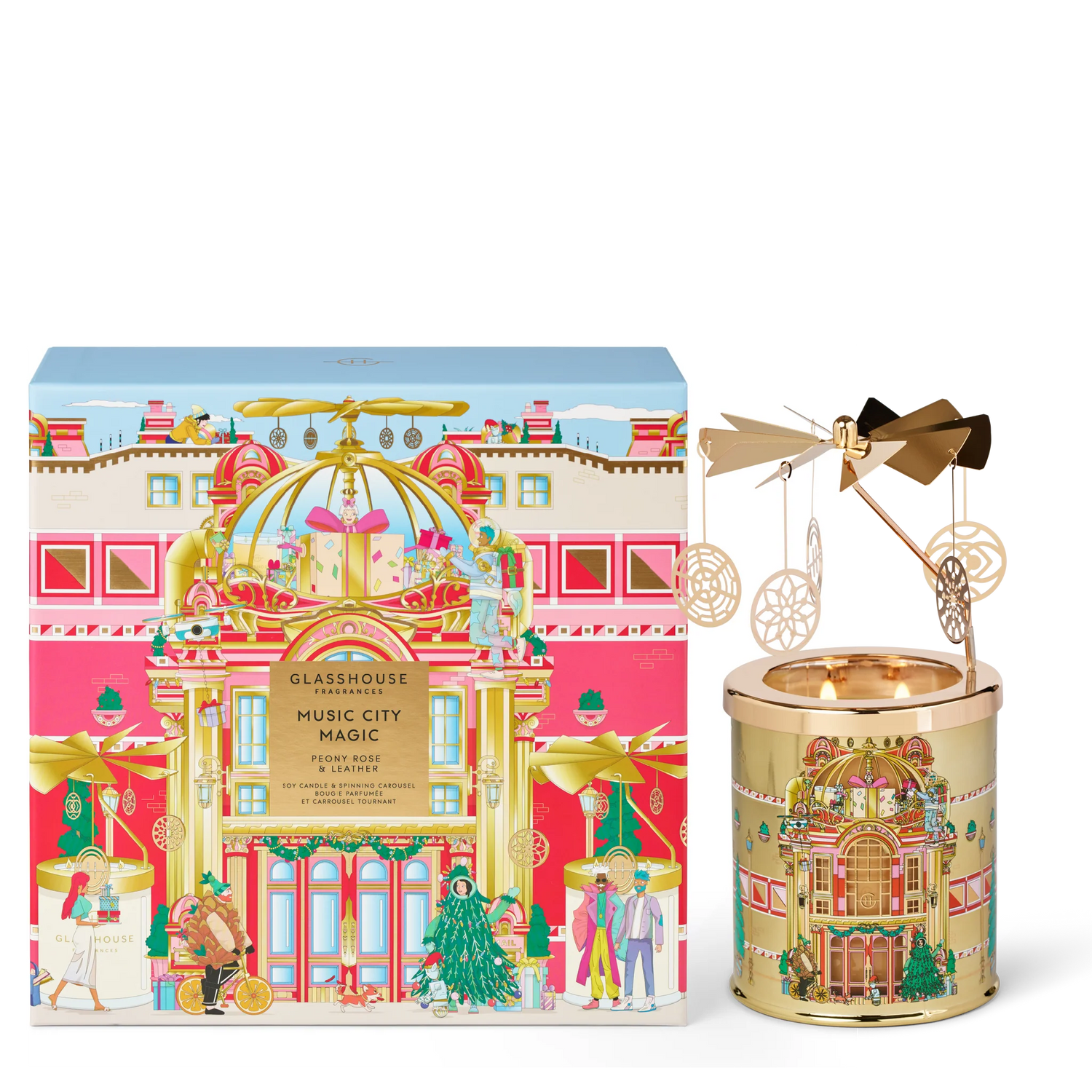 Glasshouse Candle With Spinning Carousel Gift Set
