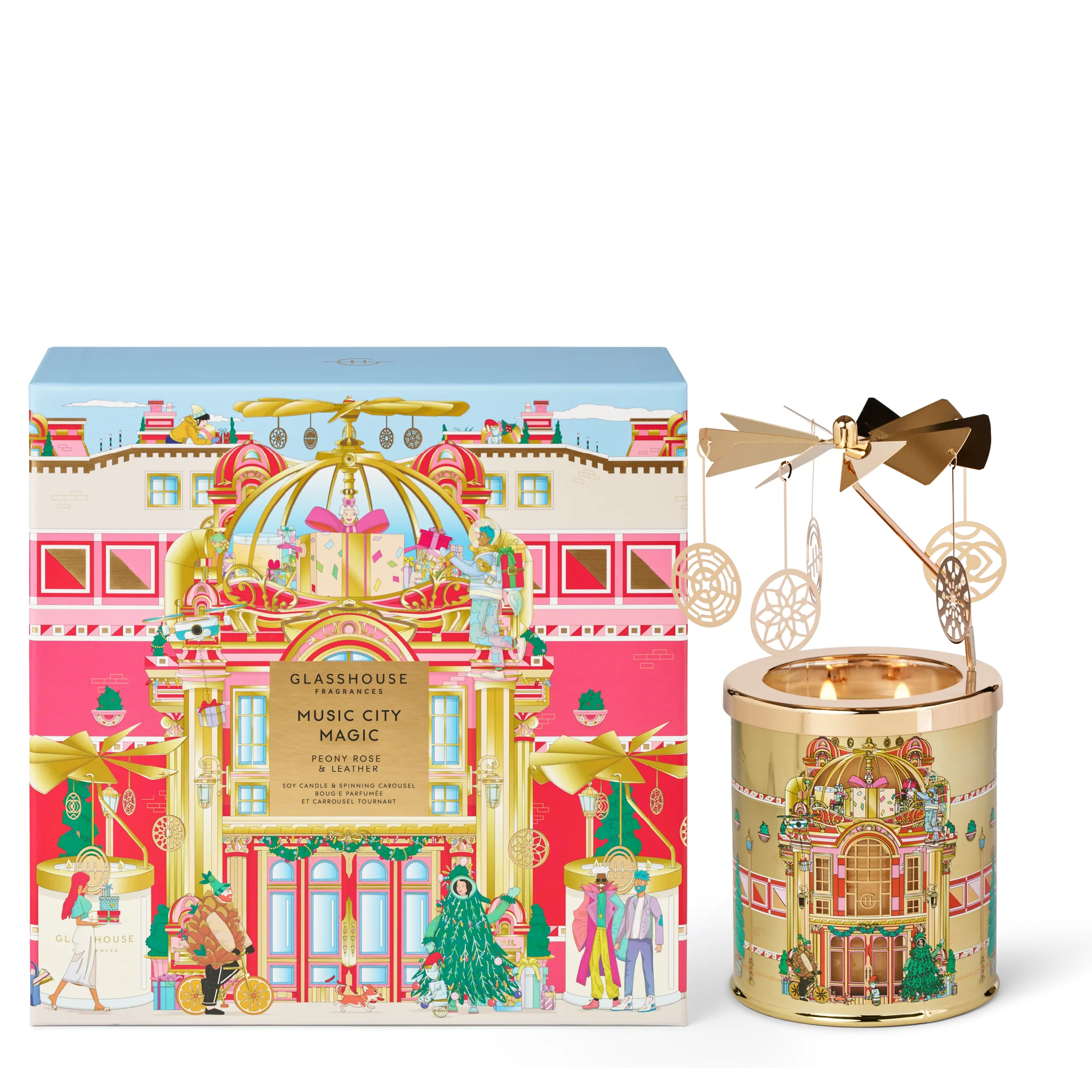 Glasshouse Candle With Spinning Carousel Gift Set