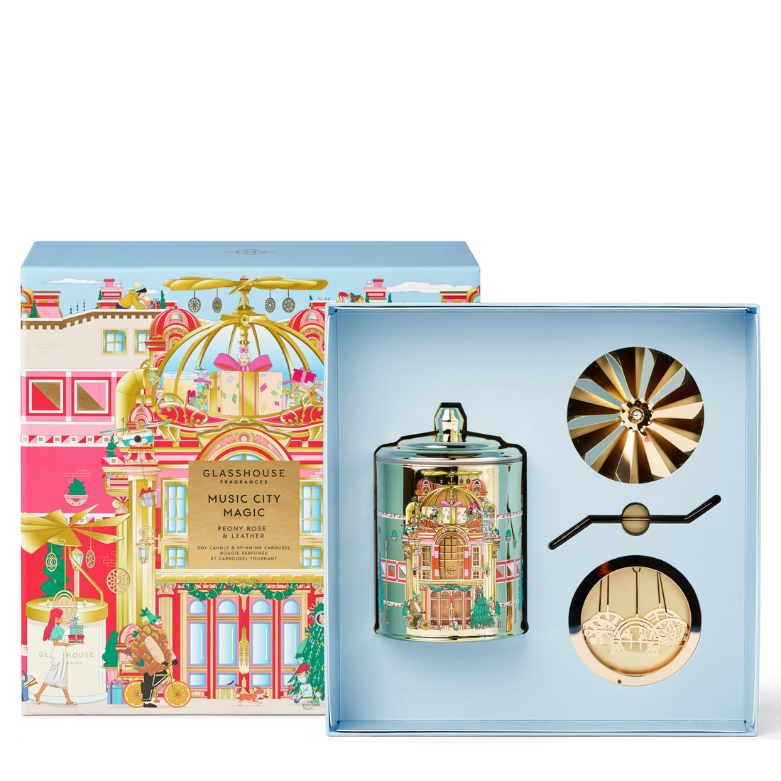 Glasshouse Candle With Spinning Carousel Gift Set