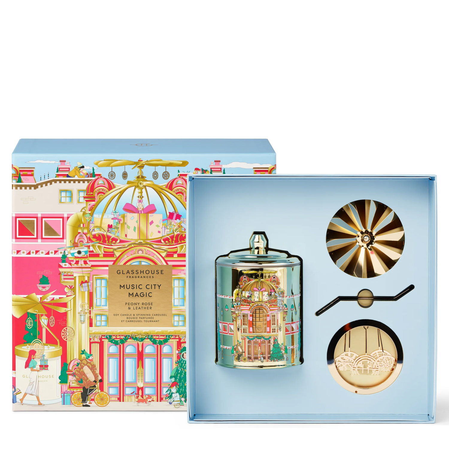 Glasshouse Candle With Spinning Carousel Gift Set