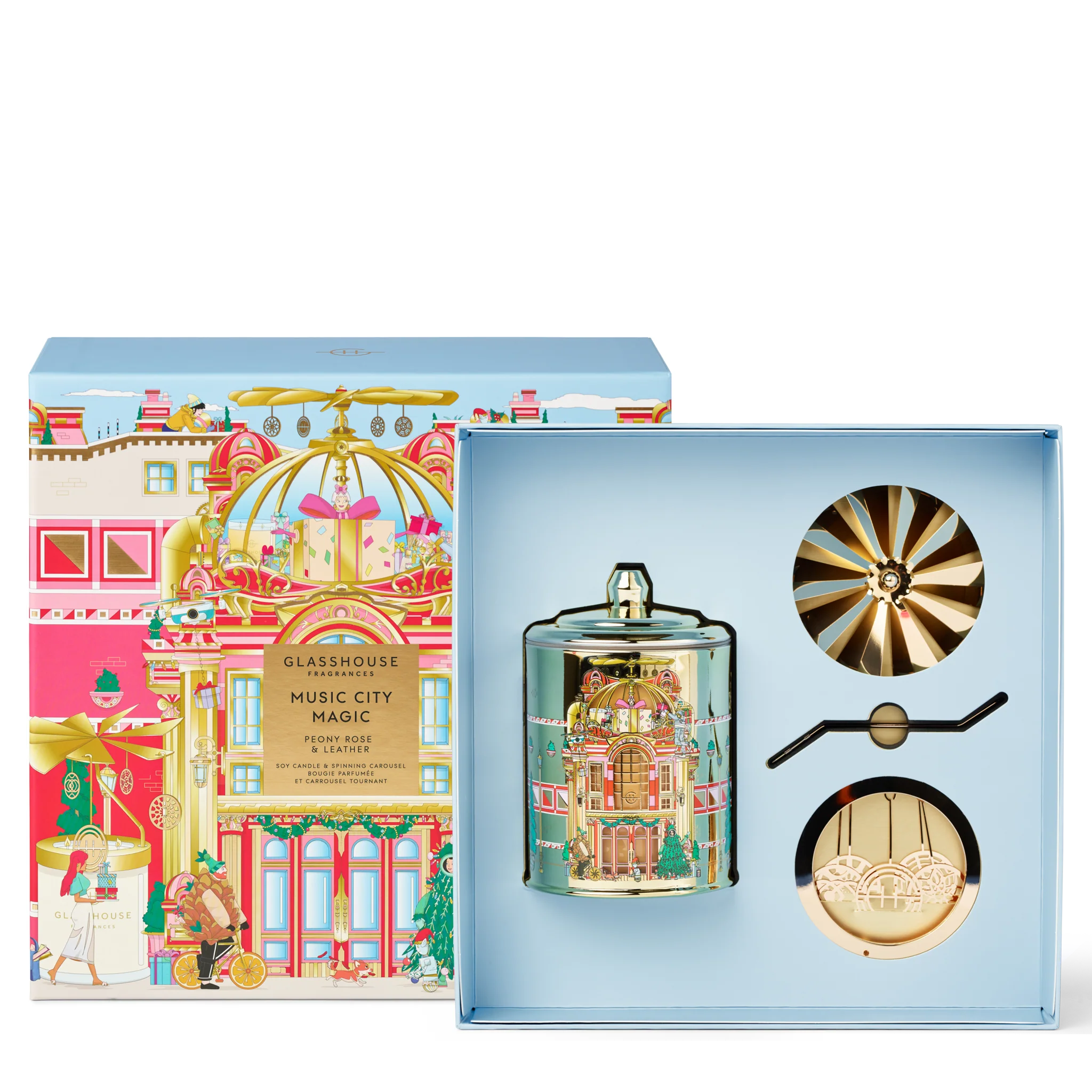 Glasshouse Candle With Spinning Carousel Gift Set