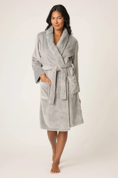 PJ Salvage Luxe Plush Robe - Frost Grey