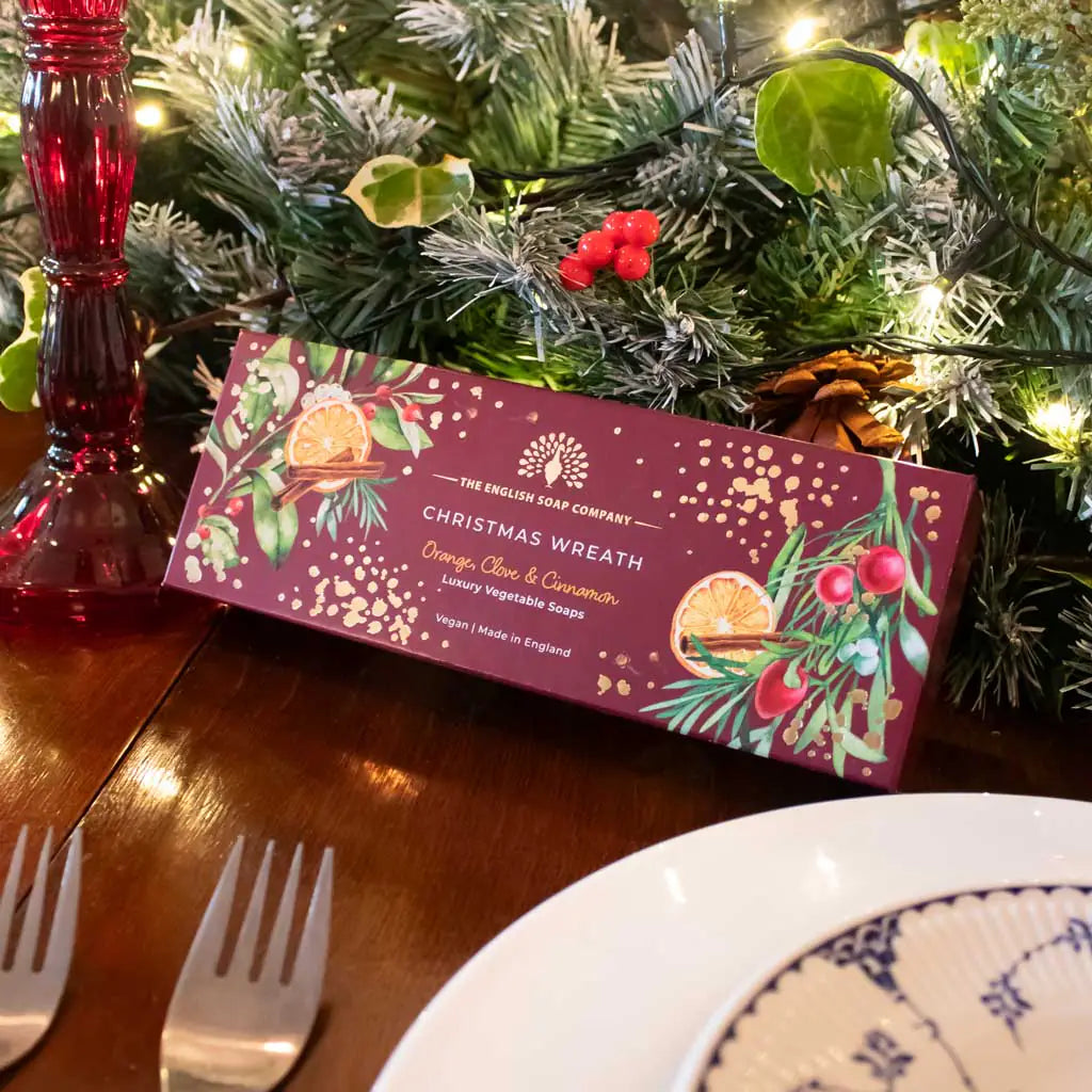 English Soap Co. Christmas Wreath Triple Soap Gift Box
