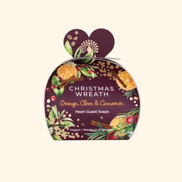 English Soap Co. Christmas Wreath Heart Guest Soaps